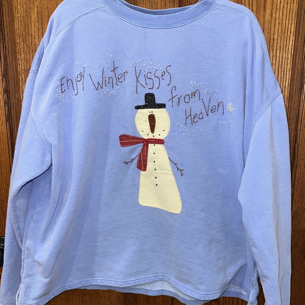 Blue Grandma Core Snowman Sweatshirt